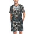 thumbnail image 1 of joogoo Men's Pajama Set Skull and Tree V-Neck Pj Shorts Set 2 Piece Loungewear Sleepwear L, 1 of 7