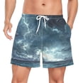 thumbnail image 1 of joogoo Men's Sea Lightning View Swim Trunks with Liner Pocket Beach Shorts Medium, 1 of 9