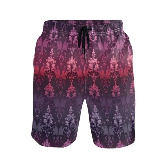 joogoo Men's Swim Trunks Artistic Ethnic Flowers Pattern Beach Shorts with Pockets 2XL