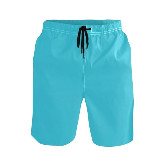 joogoo Men's Swim Trunks Blue Color Beach Shorts with Pockets M