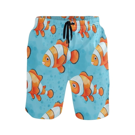 joogoo Men's Swim Trunks Cartoon Clownfish in Sea Beach Shorts with Pockets XL