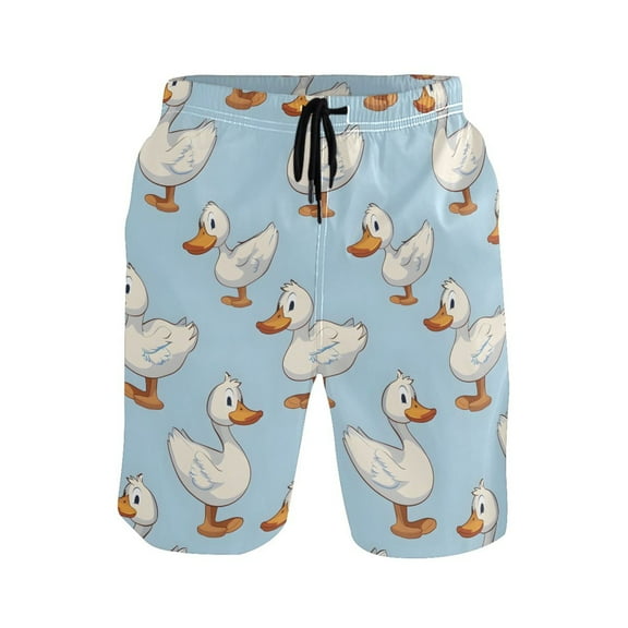 joogoo Men's Swim Trunks Cartoon Duck Beach Shorts with Pockets S