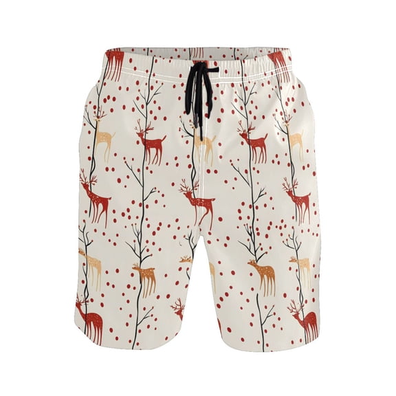 joogoo Men's Swim Trunks Christmas Reindeer Beach Shorts with Pockets 2XL