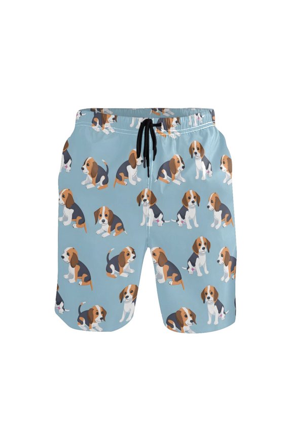 Men's Swim Trunks Cute Beagle Dogs Beach Shorts with Pockets XL
