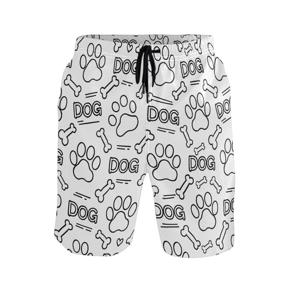 joogoo Men's Swim Trunks Cute Dog Paw Print Beach Shorts with Pockets M