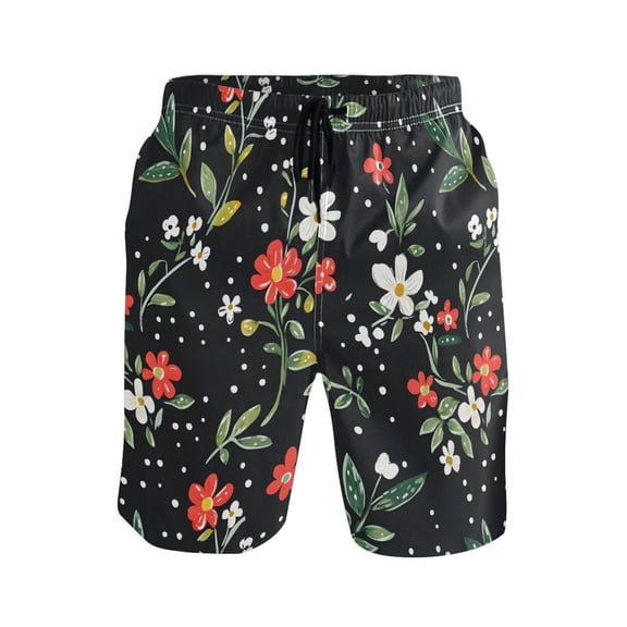 joogoo Men's Swim Trunks Cute Flowers Beach Shorts with Pockets XL