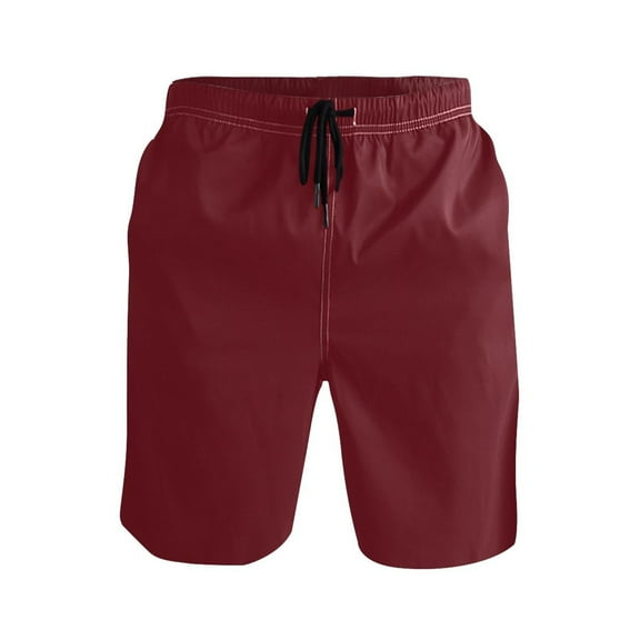joogoo Men's Swim Trunks Dark Red Beach Shorts with Pockets XL