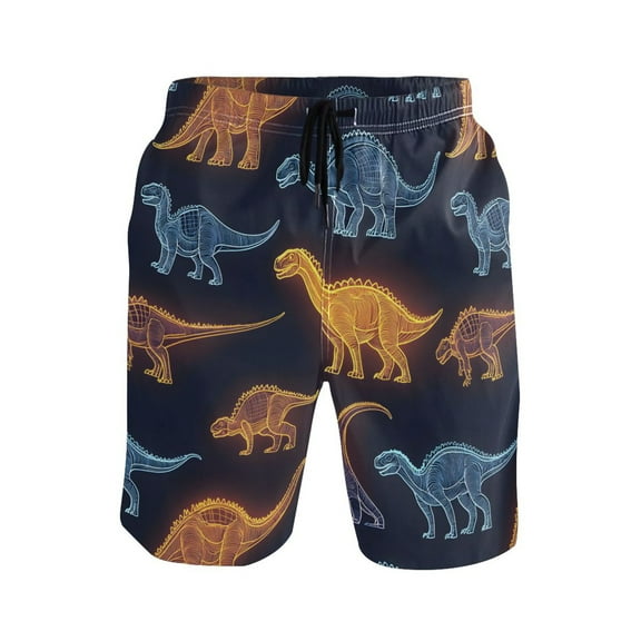 joogoo Men's Swim Trunks Dinosaur Beach Shorts with Pockets 2XL