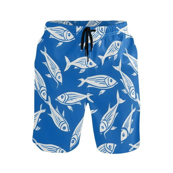 joogoo Men's Swim Trunks Fishes Beach Shorts with Pockets XL