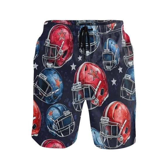 joogoo Men's Swim Trunks Football Helmet Beach Shorts with Pockets L