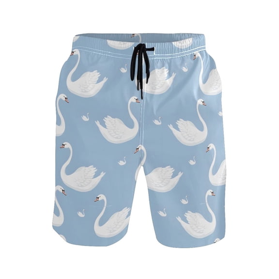 joogoo Men's Swim Trunks Gooses on Blue Beach Shorts with Pockets S