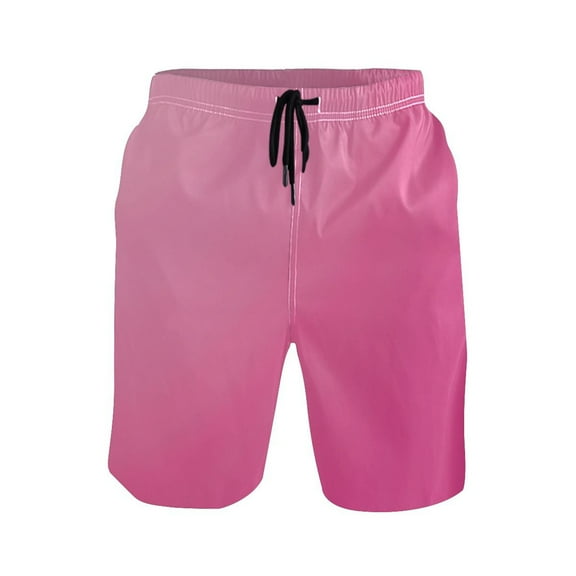 joogoo Men's Swim Trunks Gradient Pink Beach Shorts with Pockets XL