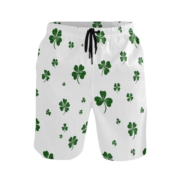 joogoo Men's Swim Trunks Leaf Clover Beach Shorts with Pockets M