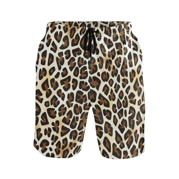 joogoo Men's Swim Trunks Leopard Animal Skin Beach Shorts with Pockets XL