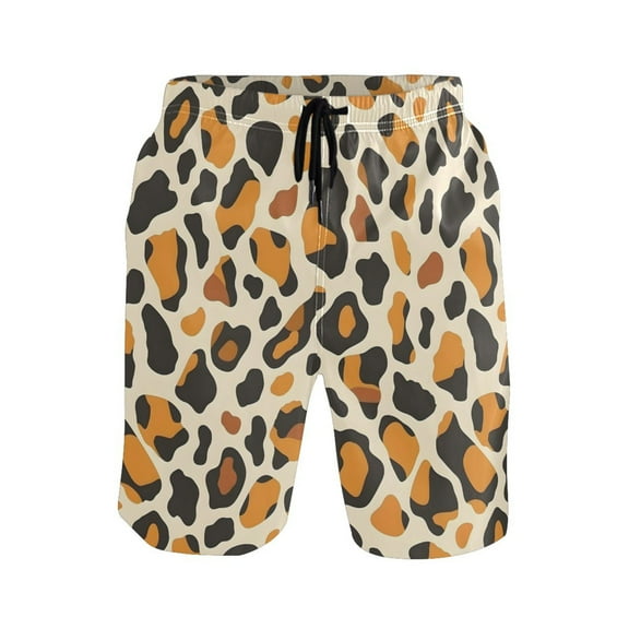 joogoo Men's Swim Trunks Leopard Print Beach Shorts with Pockets 2XL