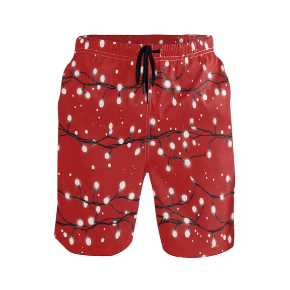 joogoo Men's Swim Trunks Lights in Christmas Beach Shorts with Pockets L