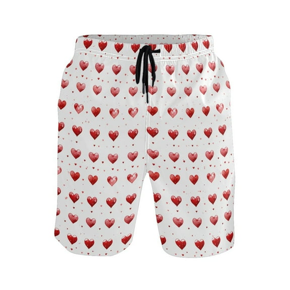 joogoo Men's Swim Trunks Love Heart Beach Shorts with Pockets M