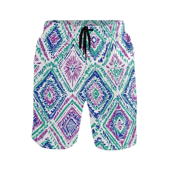 joogoo Men's Swim Trunks Mandala Ethnic Geometric Beach Shorts with Pockets S