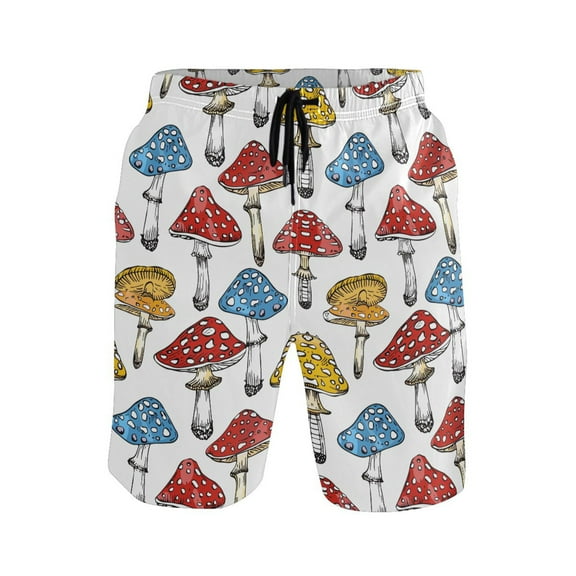 joogoo Men's Swim Trunks Mushrooms Beach Shorts with Pockets M