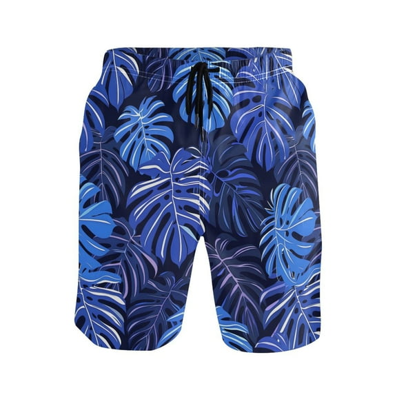 joogoo Men's Swim Trunks Palm Leaf Beach Shorts with Pockets L