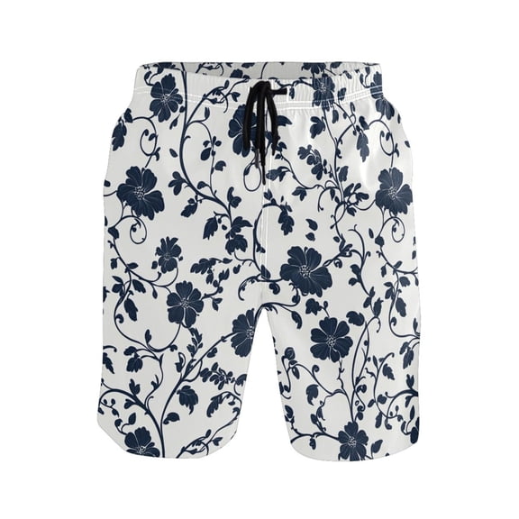 joogoo Men's Swim Trunks Retro Floral-a2 Beach Shorts with Pockets S