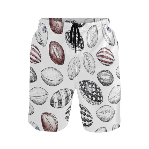 joogoo Men's Swim Trunks Retro Football Rugby Beach Shorts with Pockets M