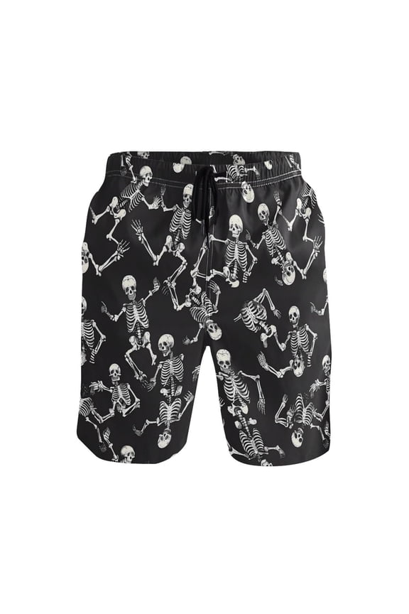 Men's Swim Trunks Skeletons Dancing Beach Shorts with Pockets XL