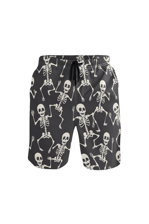 Men's Swim Trunks Skull Skeleton Dancing Beach Shorts with Pockets M