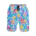 thumbnail image 1 of joogoo Men's Swim Trunks Starfish Watercolor Beach Shorts with Pockets S, 1 of 6