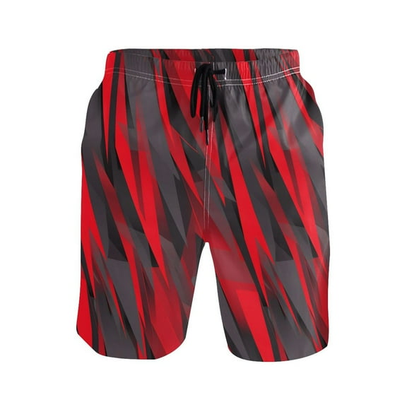 joogoo Men's Swim Trunks Triangle Geometry Pattern Beach Shorts with Pockets S