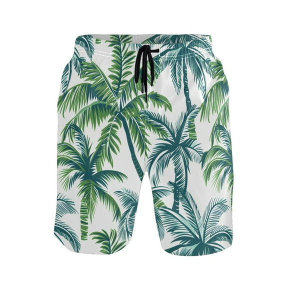 joogoo Men's Swim Trunks Tropical Palm Tree Leaves Beach Shorts with Pockets M