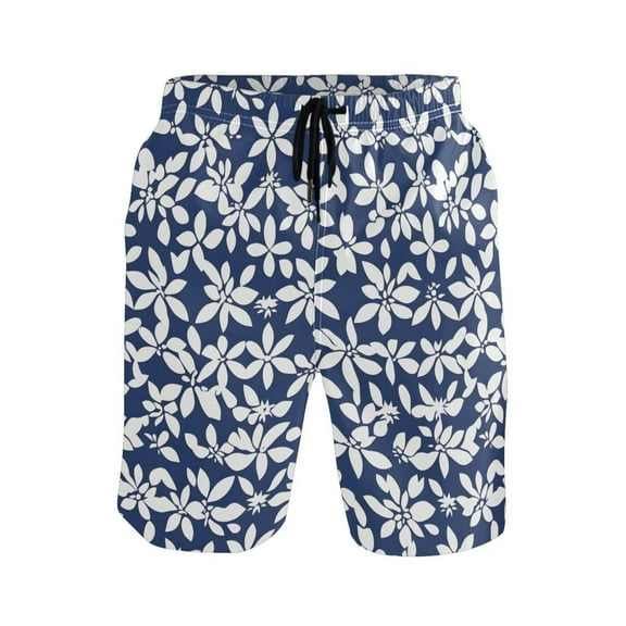 joogoo Men's Swim Trunks Wildflower Floral Beach Shorts with Pockets L