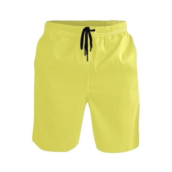 joogoo Men's Swim Trunks Yellow Beach Shorts with Pockets 2XL