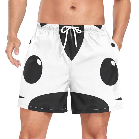 joogoo Men's Zebra Face Swim Trunks with Liner Pocket Beach Shorts Medium