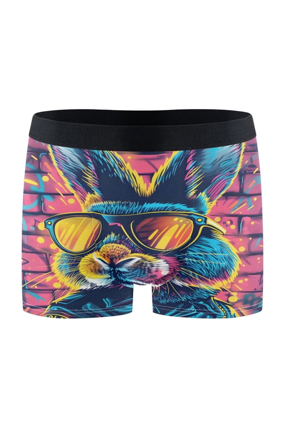 Mens Boxer Briefs Cool Rabbit with Sunglasses Soft Underwear Stretch Trunks XL