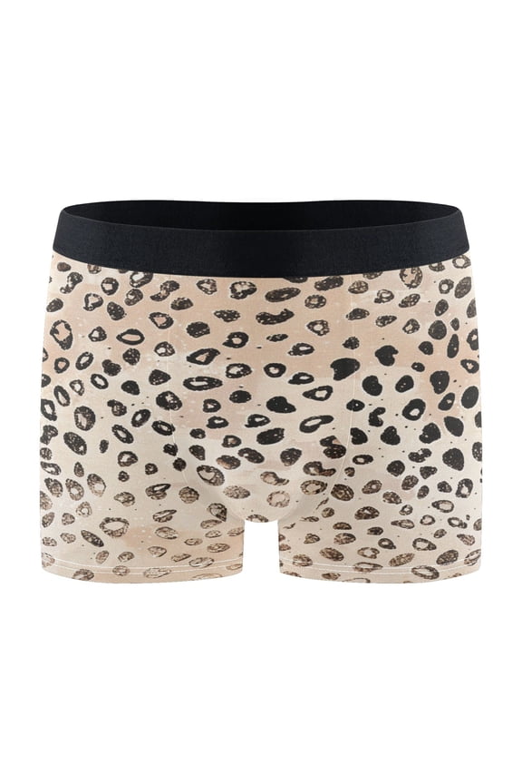 Mens Boxer Briefs Plain Cheetah Glitter Print Soft Underwear Stretch Trunks L