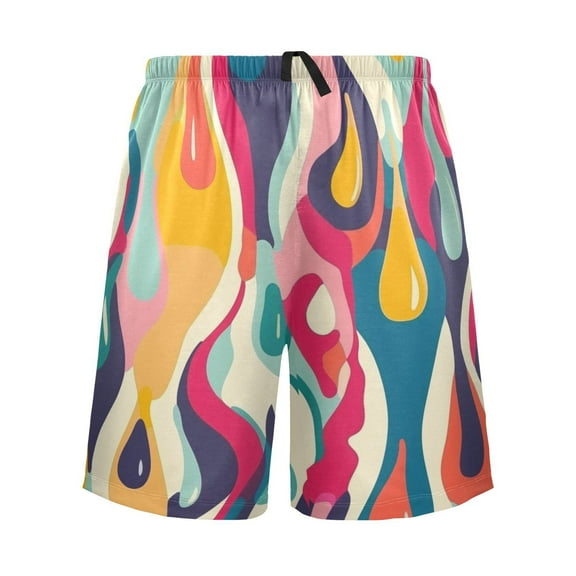 joogoo Mens Swim Trunks Abstract Drops Line Pattern Beach Shorts Drawstring Elastic Waist Swimwear Bathing Suits L