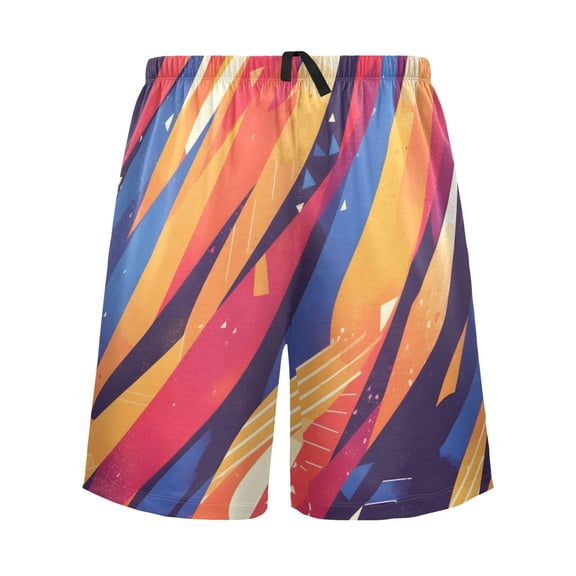 joogoo Mens Swim Trunks Abstract Stripes Pattern Beach Shorts Drawstring Elastic Waist Swimwear Bathing Suits S