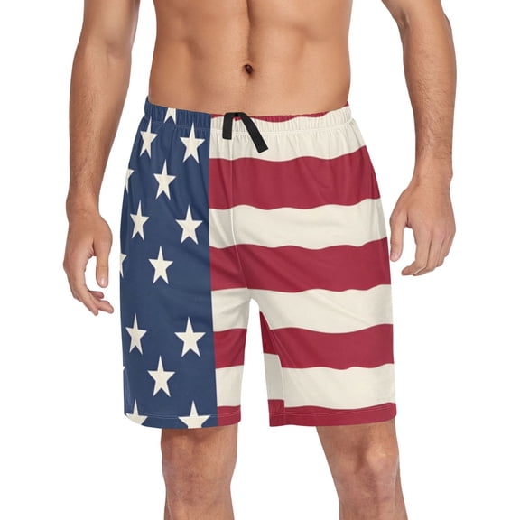 joogoo Mens Swim Trunks American Flag Beach Shorts Drawstring Elastic Waist Swimwear Bathing Suits L