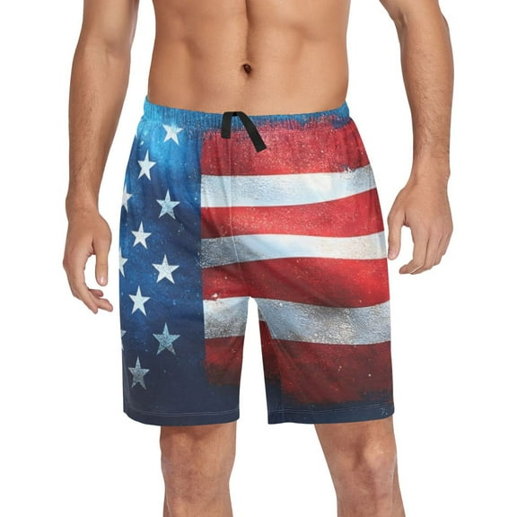 joogoo Mens Swim Trunks American Flag Beach Shorts Drawstring Elastic Waist Swimwear Bathing Suits XXL