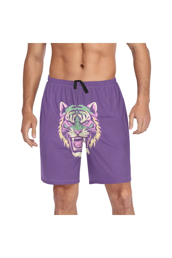 Mens Swim Trunks Angry Tiger Beach Shorts Drawstring Elastic Waist Swimwear Bathing Suits XXL