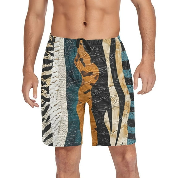 joogoo Mens Swim Trunks Animal Skins Pattern Beach Shorts Drawstring Elastic Waist Swimwear Bathing Suits XXL