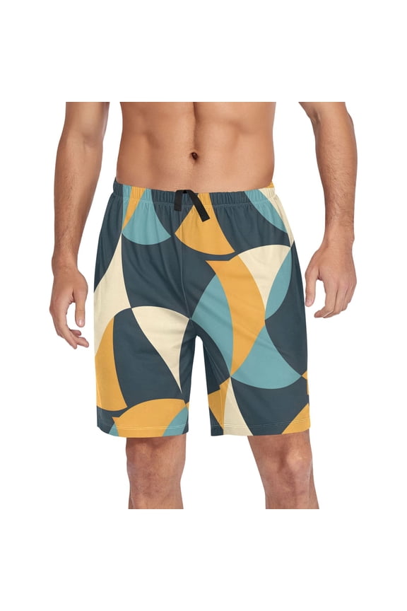 Mens Swim Trunks Art Lines Beach Shorts Drawstring Elastic Waist Swimwear Bathing Suits S