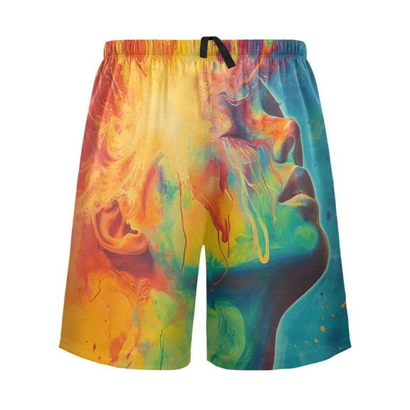 joogoo Mens Swim Trunks Artistic Tie Dye Beach Shorts Drawstring Elastic Waist Swimwear Bathing Suits M