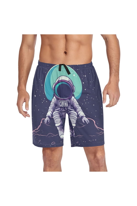 Mens Swim Trunks Astronaut on Outer Space Beach Shorts Drawstring Elastic Waist Swimwear Bathing Suits XL
