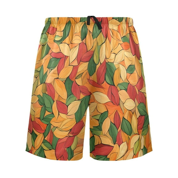 joogoo Mens Swim Trunks Autumn Fall Leaves Beach Shorts Drawstring Elastic Waist Swimwear Bathing Suits L