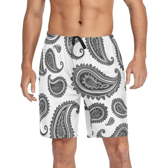 joogoo Mens Swim Trunks Black Graffiti Boho Beach Shorts Drawstring Elastic Waist Swimwear Bathing Suits M