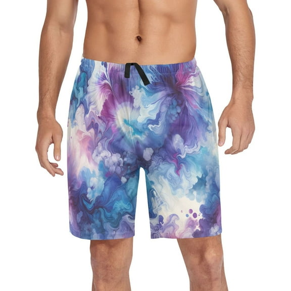 joogoo Mens Swim Trunks Blue and Purple Marble Beach Shorts Drawstring Elastic Waist Swimwear Bathing Suits XXL