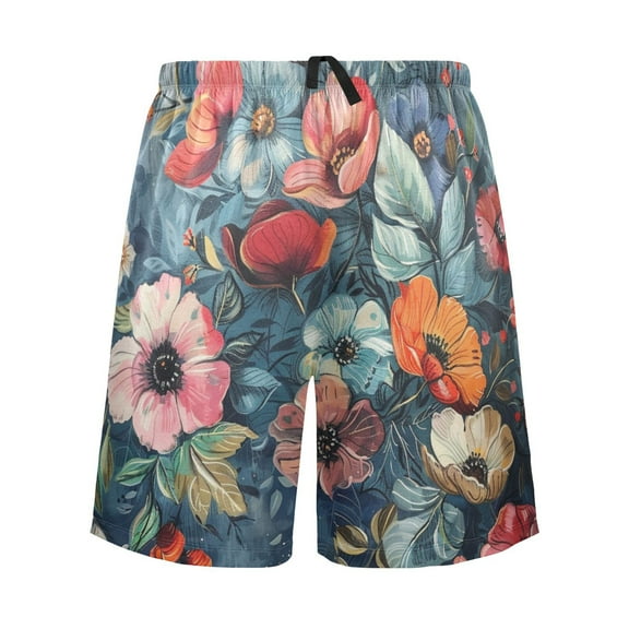 joogoo Mens Swim Trunks Boho Floral Beach Shorts Drawstring Elastic Waist Swimwear Bathing Suits S
