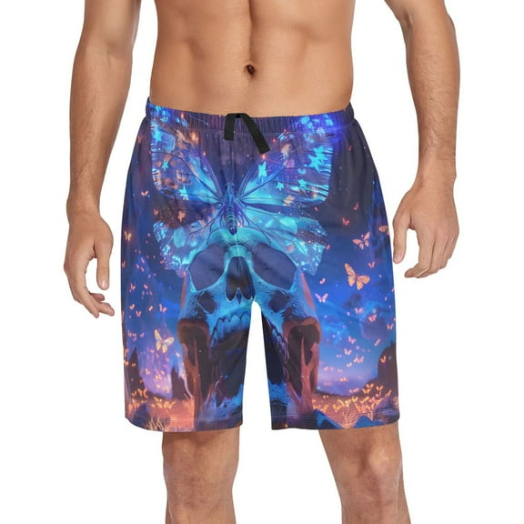 joogoo Mens Swim Trunks Butterflies on Skull Heads Beach Shorts Drawstring Elastic Waist Swimwear Bathing Suits XL